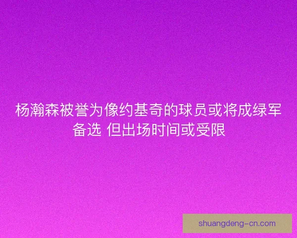 杨瀚森被誉为像约基奇的球员或将成绿军备选 但出场时间或受限