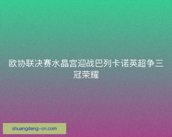 欧协联决赛水晶宫迎战巴列卡诺英超争三冠荣耀